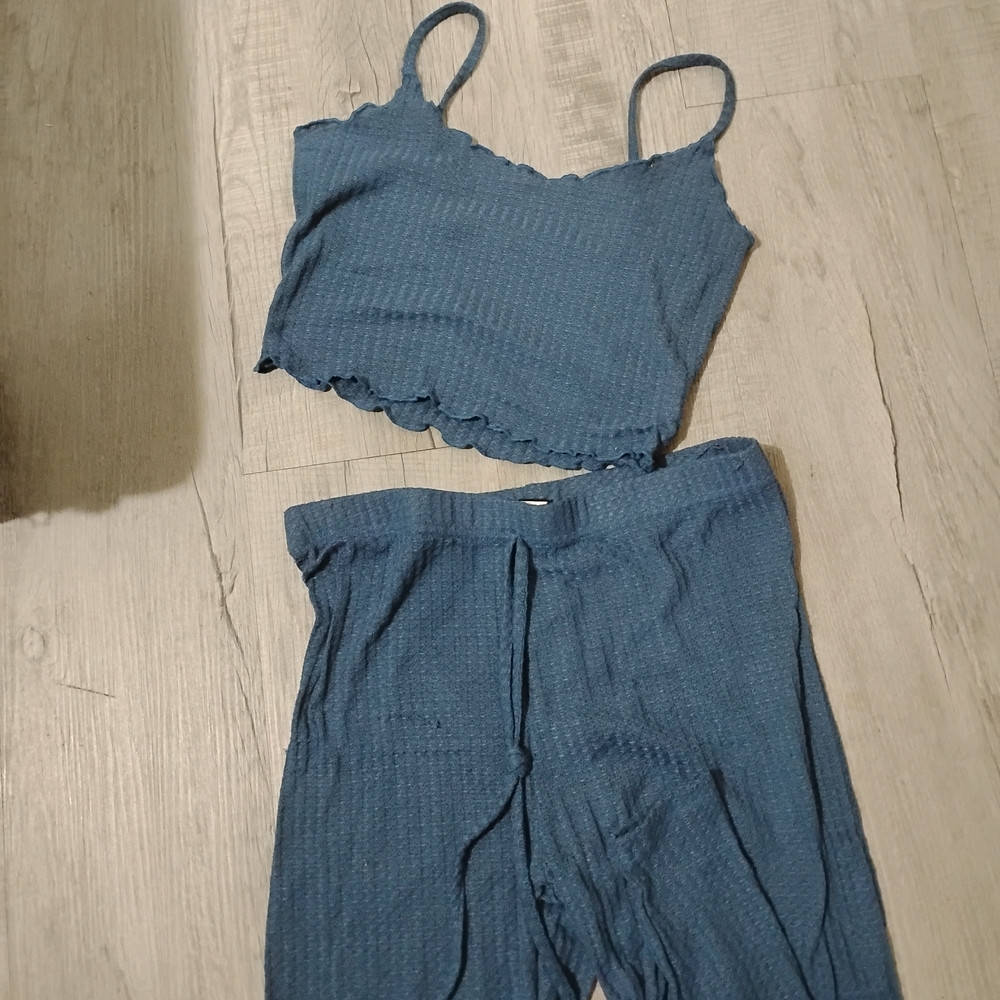 SHEIN Blue Textured Pantsuit